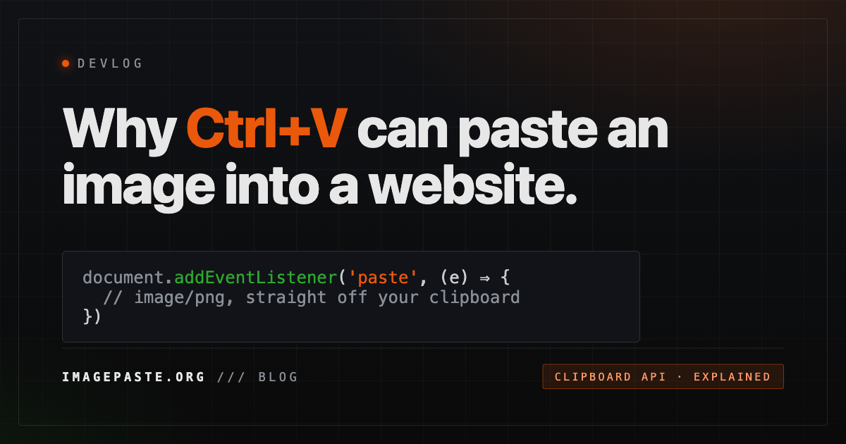 Why Ctrl+V can paste an image into a website: the Clipboard API, explained