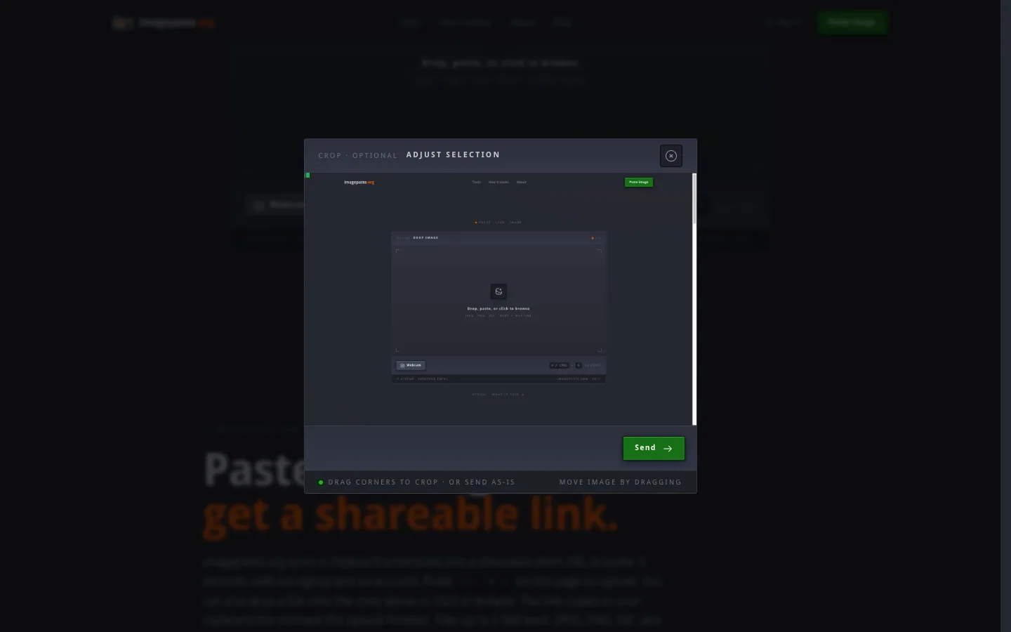 Crop a screenshot before you share the link